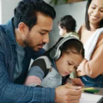 tablet-online-learning-dad-with-child-home-education-school-project-math-lesson-family-digital-tech-father-help-girl-with-homework-research-teaching-abacus-counting